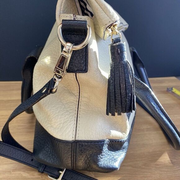 Kate Spade Carmen Southport Avenue Buttermilk Cream Black Satchel Purse - Picture 3 of 15